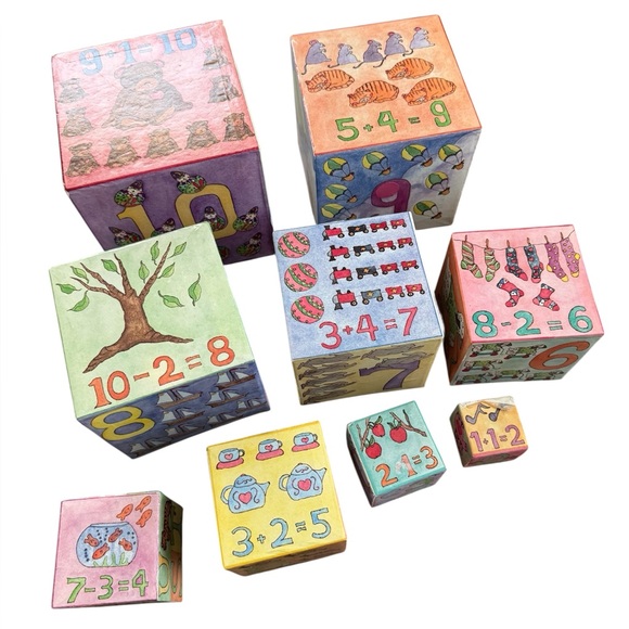 VTG 1987 Lillian Vernon Colorful Number/Alphabet/Math/Animal Nesting Blocks - Picture 9 of 15